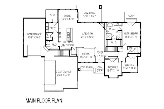 Floor Plan - Main Floor for Contemporary House Plan #920-15 - 5 bed, 3.5 bath