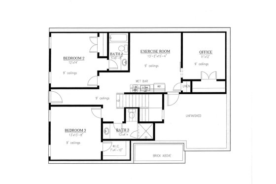 Floor Plan - Lower Floor for Farmhouse House Plan #437-97 - 3 bed, 3.5 bath