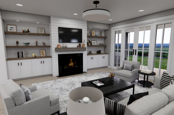 Interior - Family Room for Farmhouse House Plan #51-1302 - 3 bed, 3.5 bath