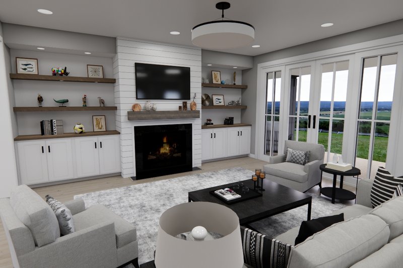 House Blueprint - Interior - Family Room for Farmhouse House Plan #51-1302 - 3 bed, 3.5 bath
