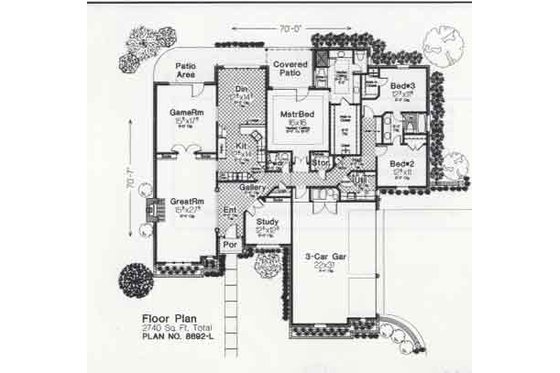 Floor Plan - Main Floor for Colonial House Plan #310-888 - 3 bed, 2.5 bath