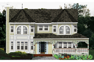Colonial Exterior - Front Elevation Plan #3-194