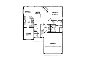 Floor Plan - Main Floor for Traditional House Plan #15-232 - 3 bed, 2 bath