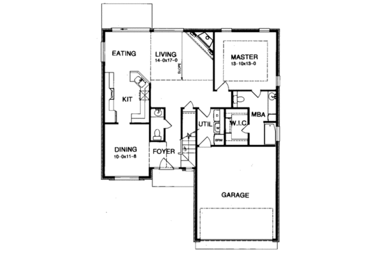 Floor Plan - Main Floor for Traditional House Plan #15-232 - 3 bed, 2 bath