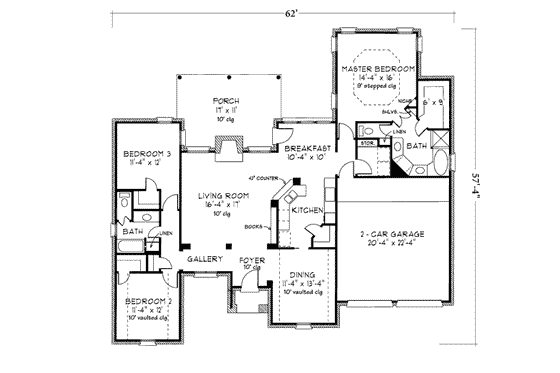 Floor Plan - Main Floor for European House Plan #410-138 - 3 bed, 2 bath