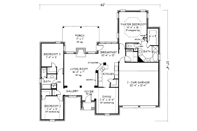 Dream House Plan - Floor Plan - Main Floor for European House Plan #410-138 - 3 bed, 2 bath