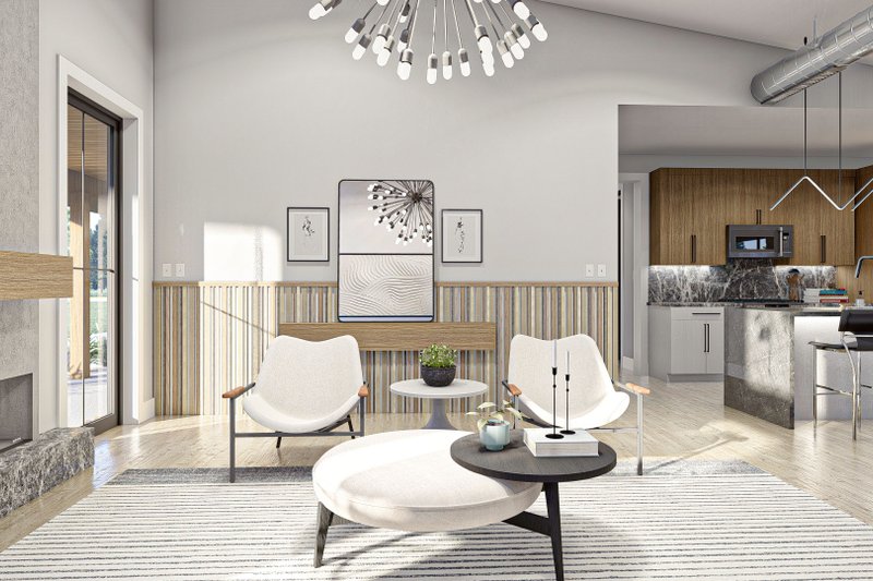 Dream House Plan - Interior - Family Room 2 for Barndominium House Plan #455-293 - 3 bed, 2.5 bath
