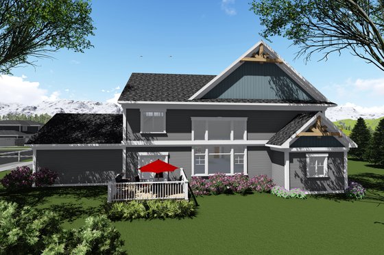 Exterior - Rear Elevation for Craftsman House Plan #70-1289 - 4 bed, 3.5 bath