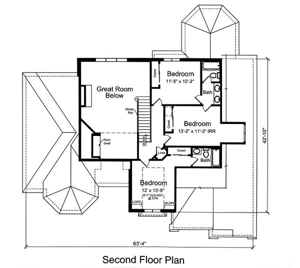 Traditional Floor Plan - Upper Floor Plan #46-502