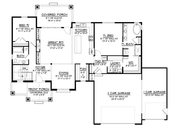 Architectural House Design - Ranch Floor Plan - Main Floor Plan #1064-174