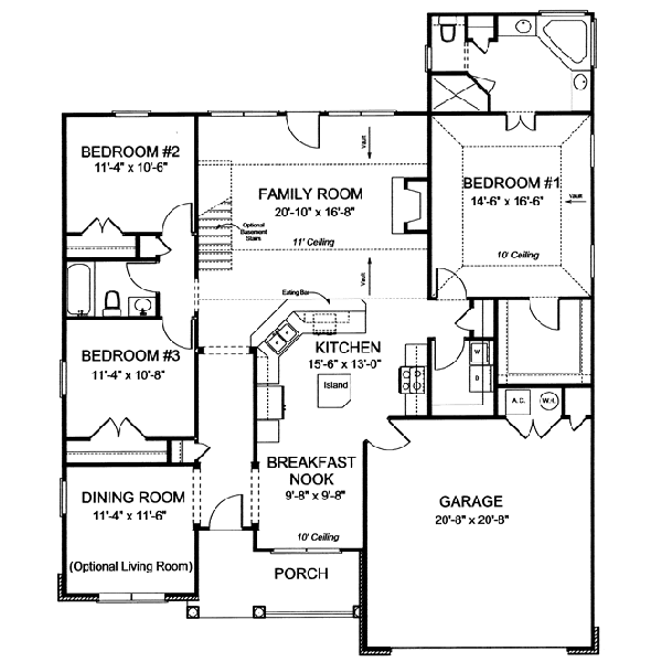House Plan Design - Traditional Floor Plan - Main Floor Plan #20-1534