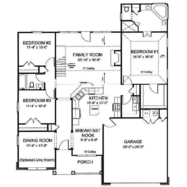 Home Plan - Traditional Floor Plan - Main Floor Plan #20-1534