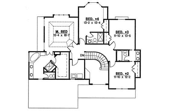 Floor Plan - Upper Floor for Traditional House Plan #67-812 - 4 bed, 3 bath