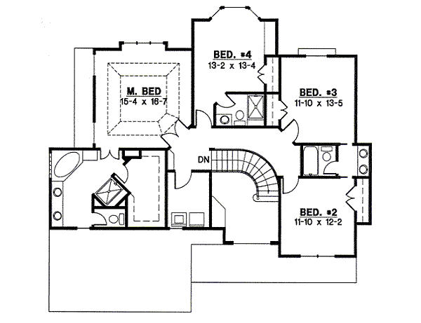 Traditional Floor Plan - Upper Floor Plan #67-812