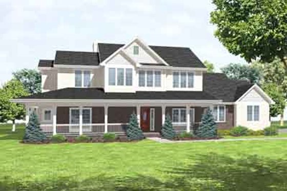 Exterior - Front Elevation for Farmhouse House Plan #50-283 - 4 bed, 2.5 bath
