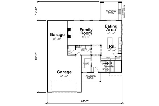 Floor Plan - Main Floor for Traditional House Plan #20-2403 - 4 bed, 3 bath