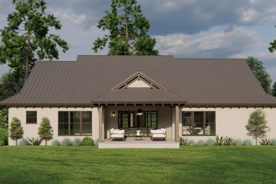 Exterior - Rear Elevation for Mediterranean House Plan #923-353 - 4 bed, 3 bath