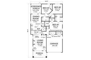 Floor Plan - Main Floor for Bungalow House Plan #513-2085 - 3 bed, 2 bath