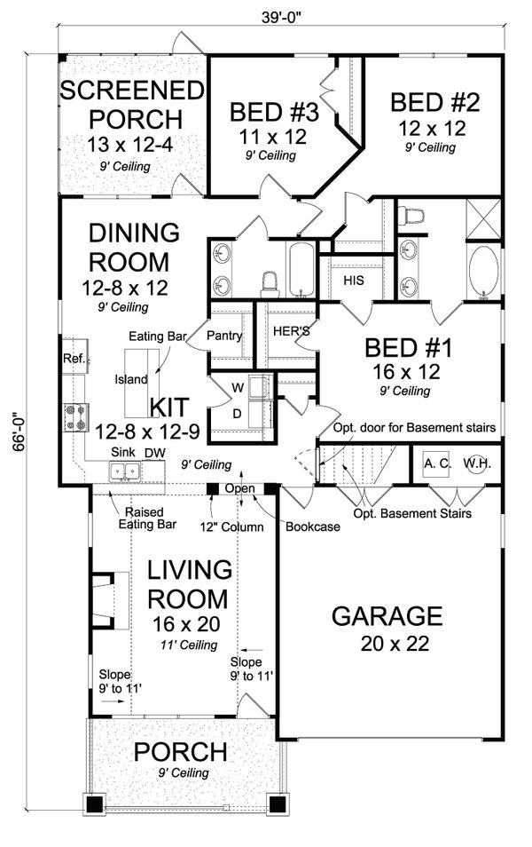 Home Plan - Bungalow Floor Plan - Main Floor Plan #513-2085