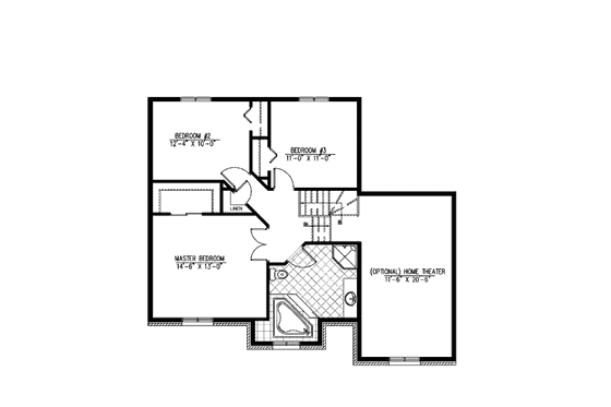 Floor Plan - Upper Floor for European House Plan #138-269 - 3 bed, 1.5 bath
