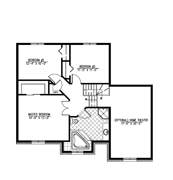 Floor Plan - Upper Floor for European House Plan #138-269 - 3 bed, 1.5 bath
