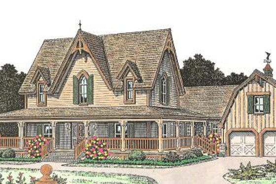 Exterior - Front Elevation for Farmhouse House Plan #310-163 - 4 bed, 3.5 bath