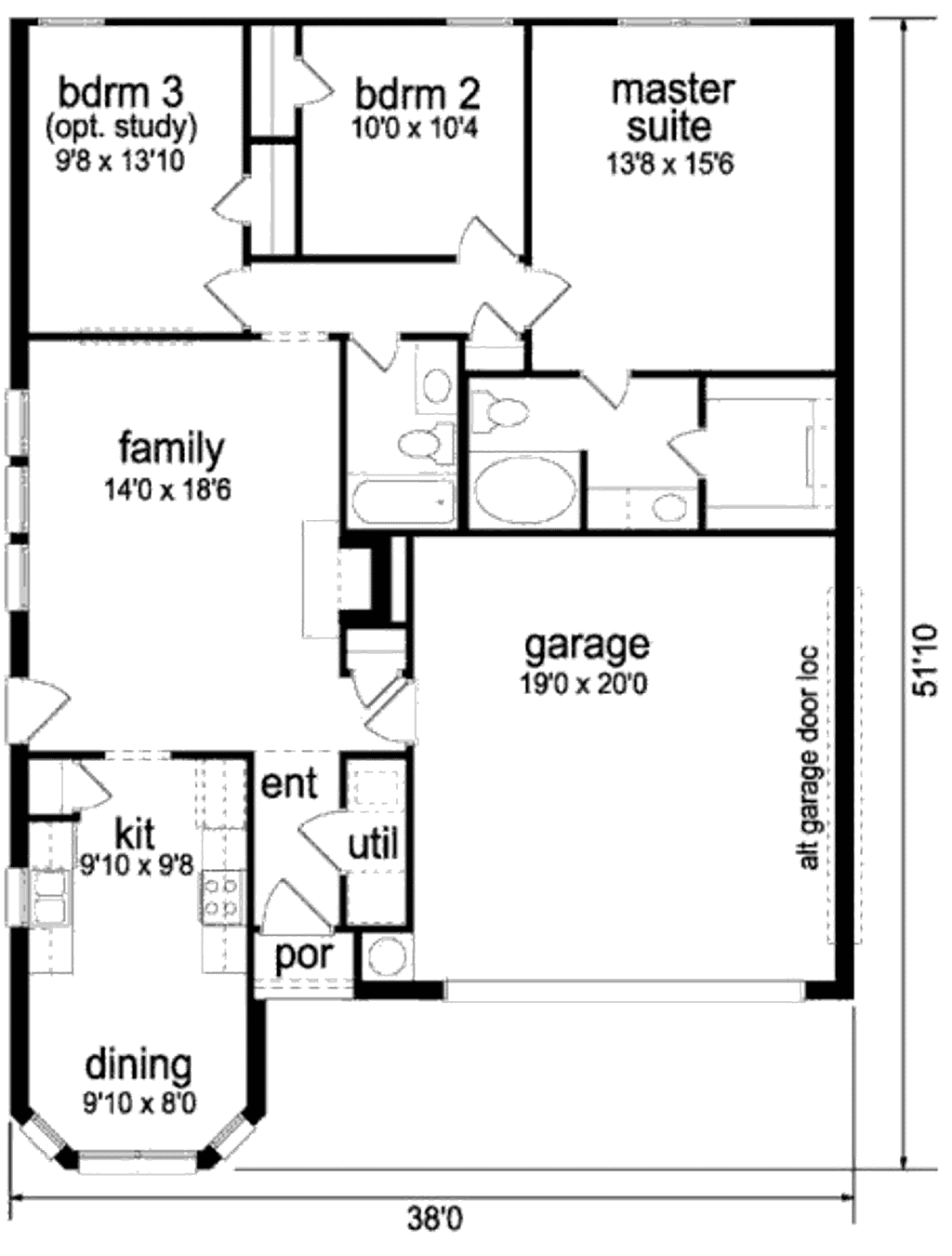 Floor Plan - Main Floor for Traditional House Plan #84-301 - 3 bed, 2 bath