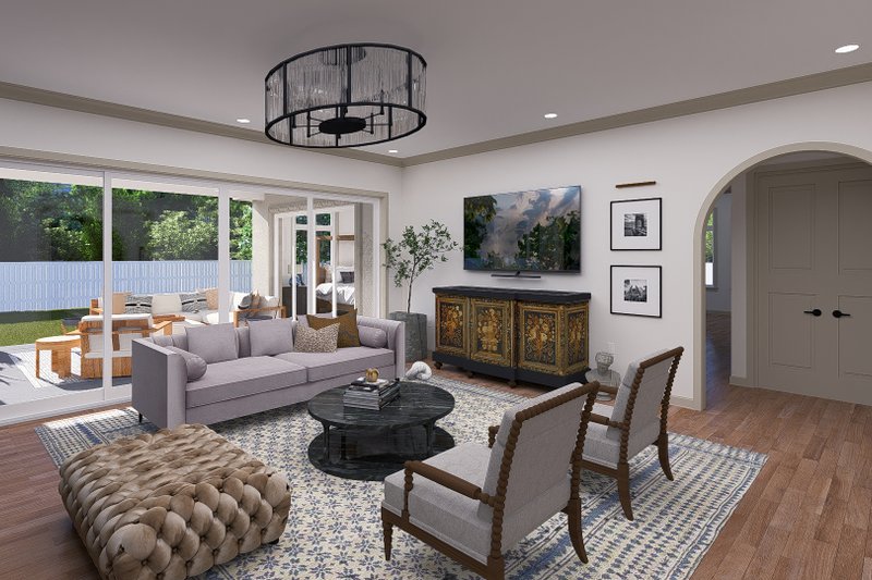 House Design - Interior - Family Room 1 for Mediterranean House Plan #1060-255 - 3 bed, 2.5 bath