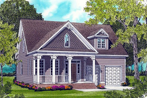 Exterior - Front Elevation for Cottage House Plan #413-805 - 3 bed, 2.5 bath
