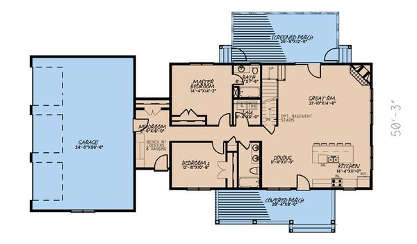 Architectural House Design - Farmhouse Floor Plan - Main Floor Plan #923-173