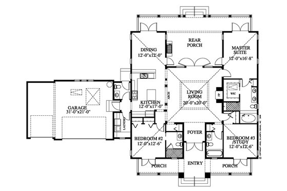 Floor Plan - Main Floor for Beach House Plan #426-15 - 3 bed, 3.5 bath