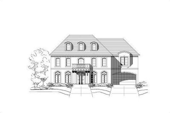 Exterior - Front Elevation for European House Plan #411-468 - 5 bed, 4.5 bath