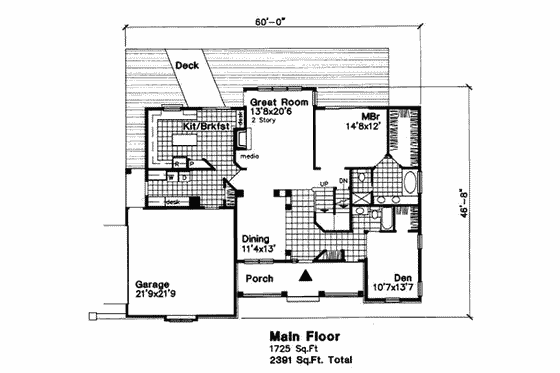 Floor Plan - Main Floor for European House Plan #50-188 - 3 bed, 3 bath