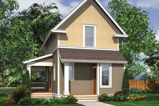 Exterior - Rear Elevation for Colonial House Plan #48-975 - 2 bed, 2.5 bath