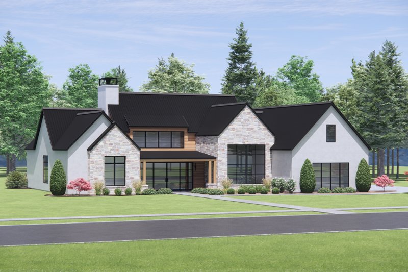 House Plan Design - Exterior - Front Elevation 3 for Modern House Plan #1096-42 - 4 bed, 3 bath
