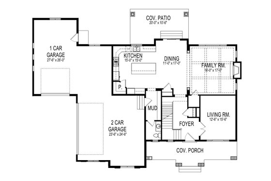 Floor Plan - Main Floor for Craftsman House Plan #920-4 - 4 bed, 3.5 bath