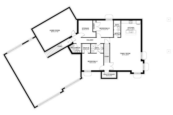 Floor Plan - Lower Floor for European House Plan #1060-278 - 3 bed, 2.5 bath