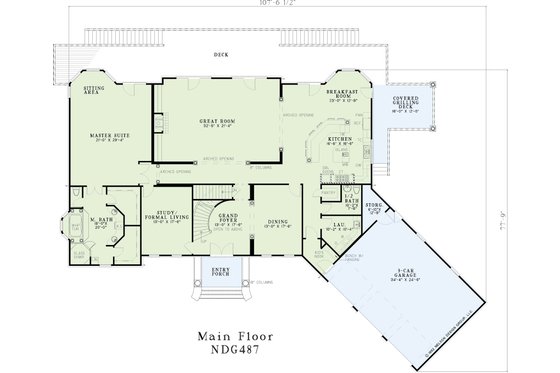 Floor Plan - Main Floor for Southern House Plan #17-629 - 5 bed, 3.5 bath