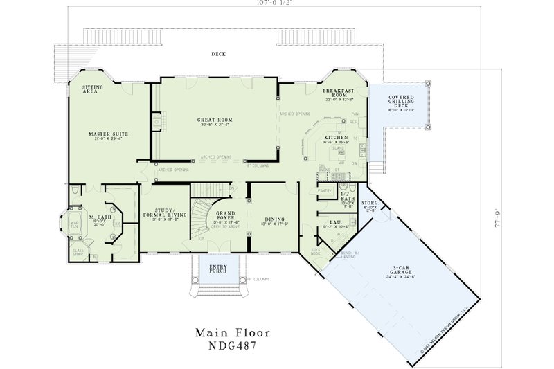 House Plan Design - Floor Plan - Main Floor for Southern House Plan #17-629 - 5 bed, 3.5 bath