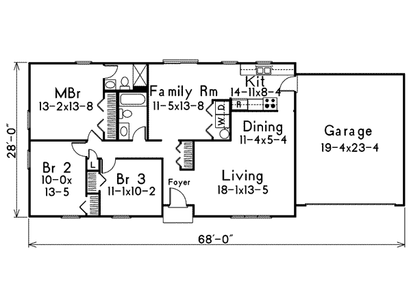 House Plan Design - Ranch Floor Plan - Main Floor Plan #57-211