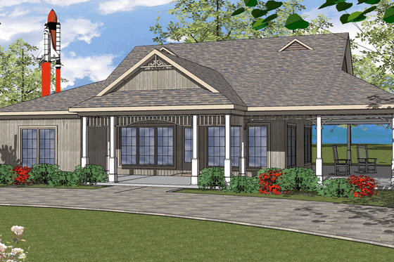 Exterior - Front Elevation for Southern House Plan #8-277 - 3 bed, 2.5 bath