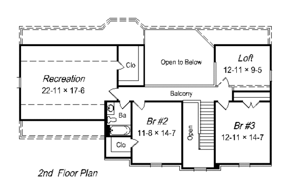 Floor Plan - Upper Floor for European House Plan #329-261 - 3 bed, 2.5 bath