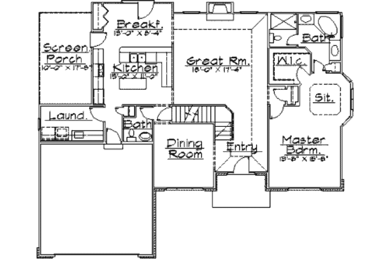 Dream House Plan - Floor Plan - Main Floor for Traditional House Plan #31-107 - 3 bed, 2.5 bath