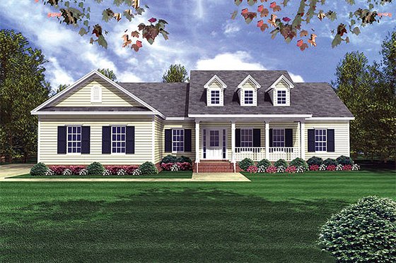 Exterior - Front Elevation for Colonial House Plan #21-187 - 3 bed, 3 bath