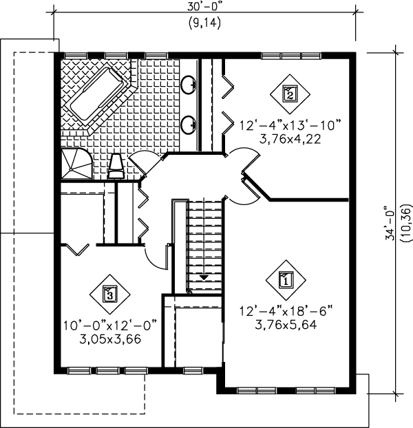 Traditional Floor Plan - Upper Floor Plan #25-208