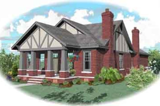 Exterior - Front Elevation for Bungalow House Plan #81-1185 - 3 bed, 2 bath