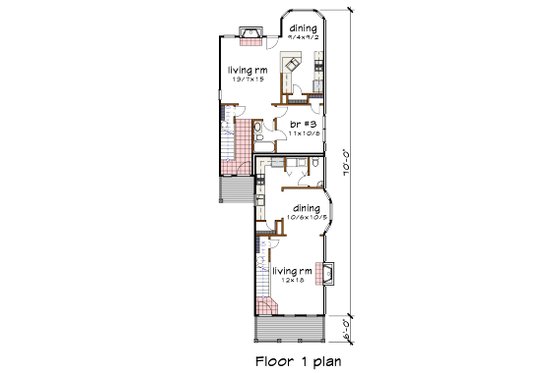 Floor Plan - Main Floor for Craftsman House Plan #79-251 - 3 bed, 2 bath