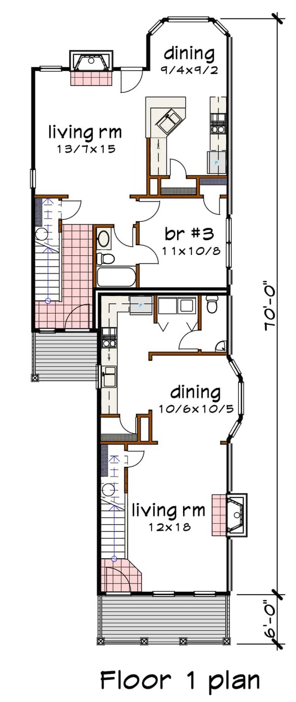 House Plan Design - Floor Plan - Main Floor for Craftsman House Plan #79-251 - 3 bed, 2 bath