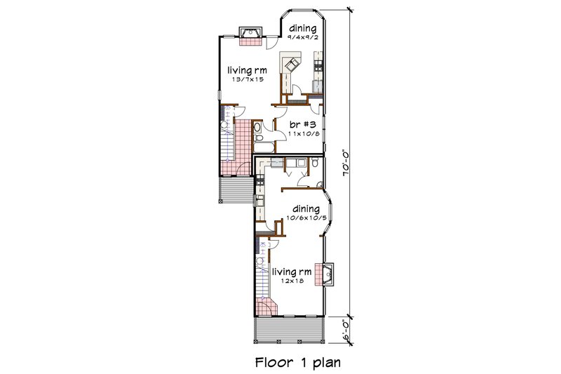 Architectural House Design - Floor Plan - Main Floor for Craftsman House Plan #79-251 - 3 bed, 2 bath