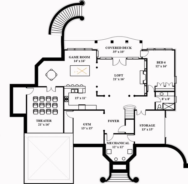 House Plan Design - European Floor Plan - Lower Floor Plan #119-197